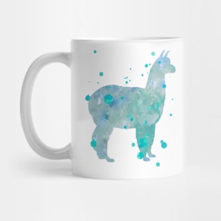 Alpaca Watercolor Painting - Blue Mug